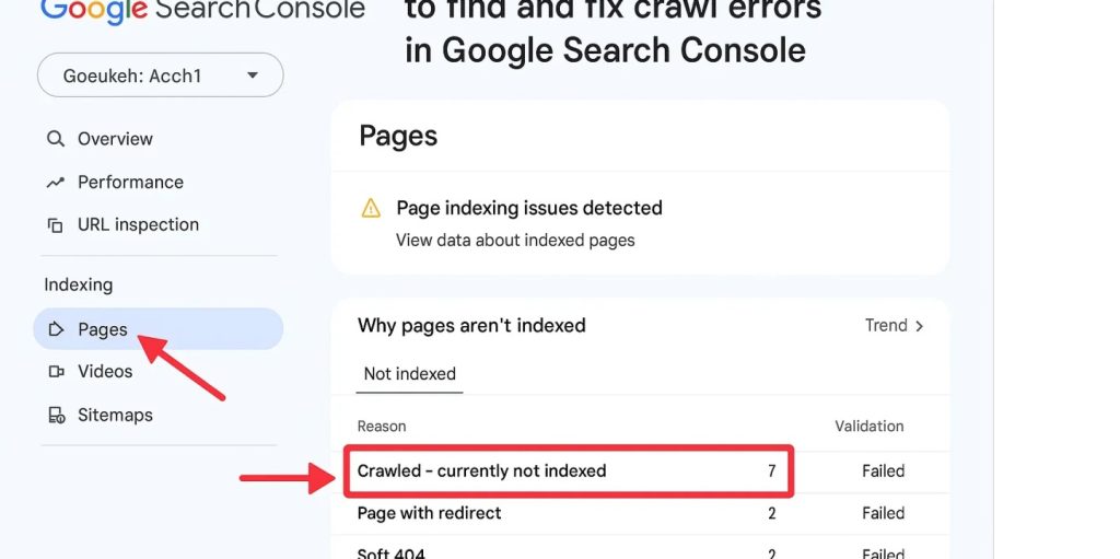 Crawl Error in search console