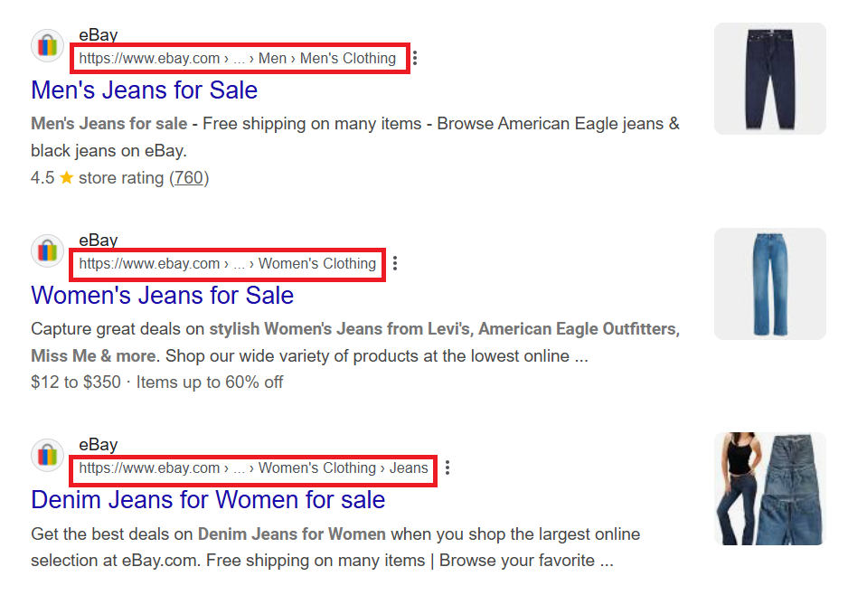 ebay jeans breadcrumb