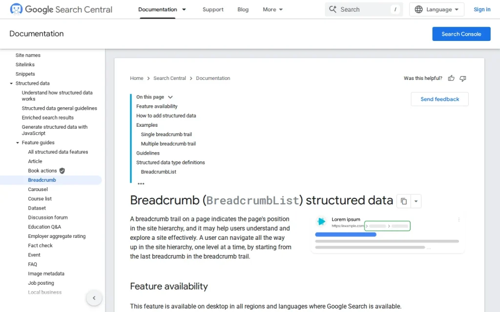 glossary breadcrumb